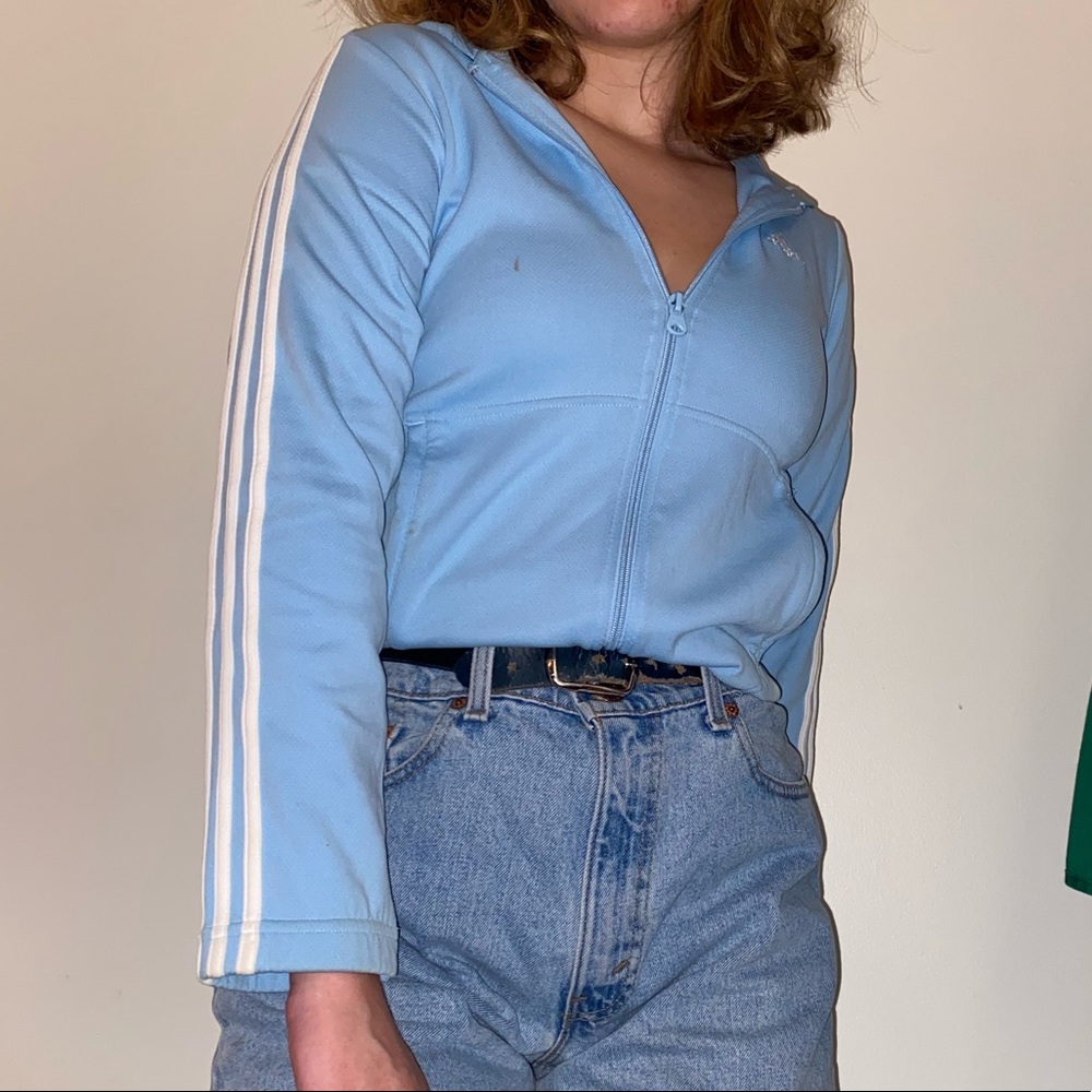 blue adidas zip-up jacket